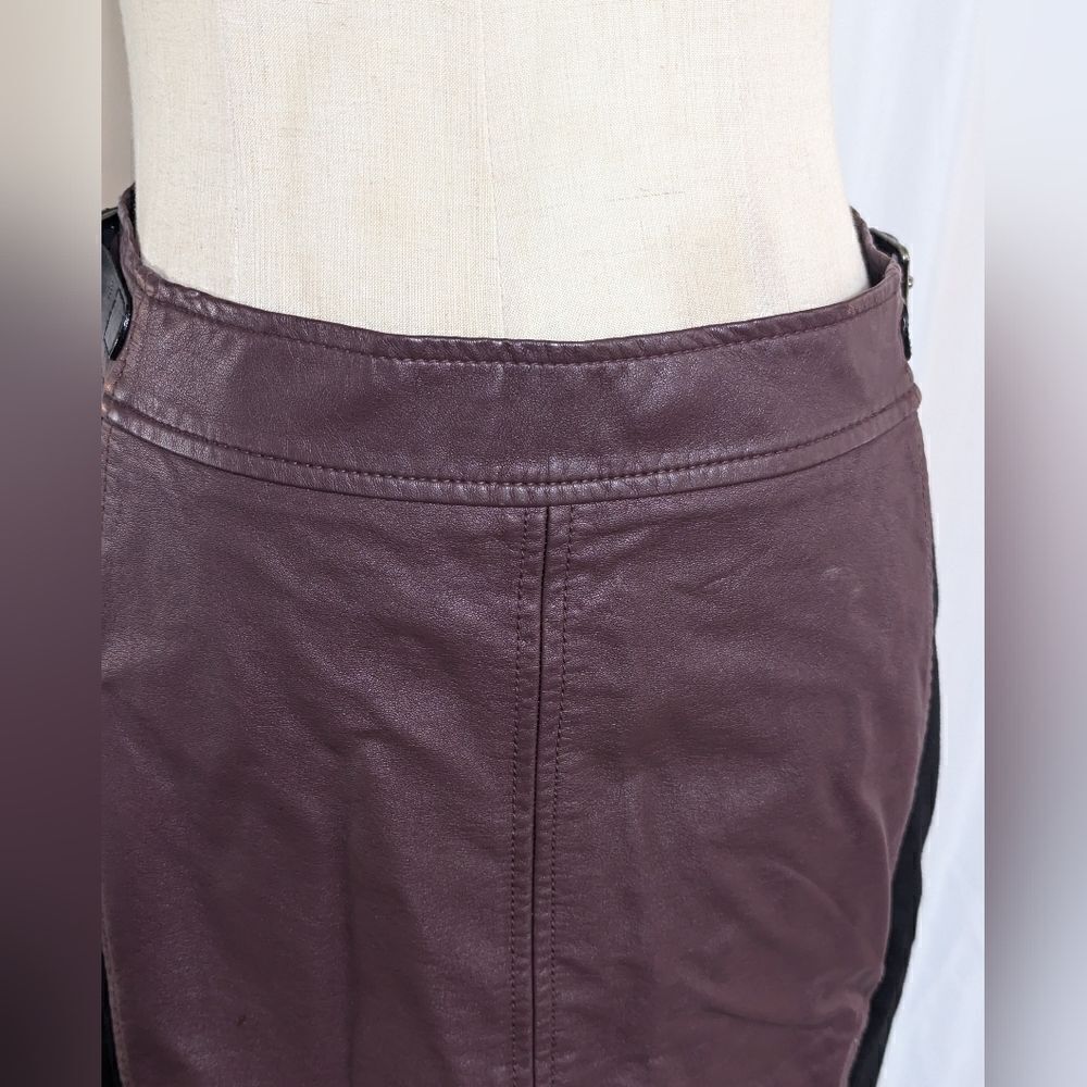 Ann Taylor Burgundy and Black Faux Leather Pencil Skirt - Picture 5 of 6